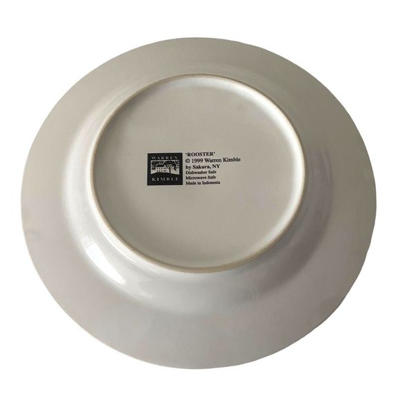 Set of 4 Sakura Warren Kimble 1999 Rooster Salad Dessert Plates Stoneware 8 1/4" - Picture 7 of 10